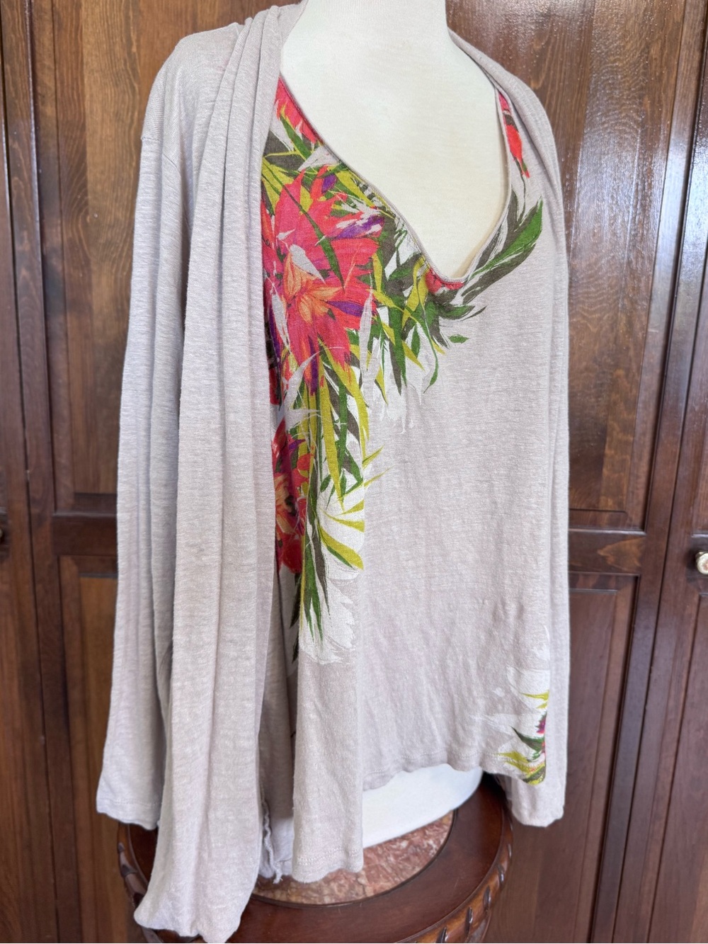 J. Jill Love Linen Set 2XL Floral Tank & Cardigan Twin Set Coastal Grandma